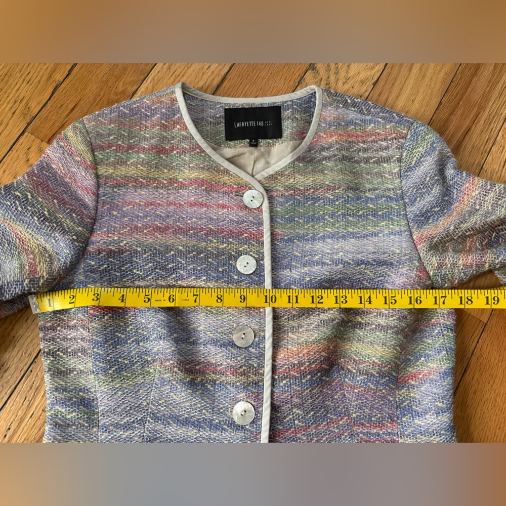 Lafayette 148 Jacket Blazer Pink Green Yellow Cotton Blend Women’s Size 6 - Picture 10 of 16